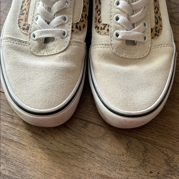 Vans Old Skool Womens Cream and Animal Print Leather Sneakers excellent size 8.5 - Picture 7 of 7